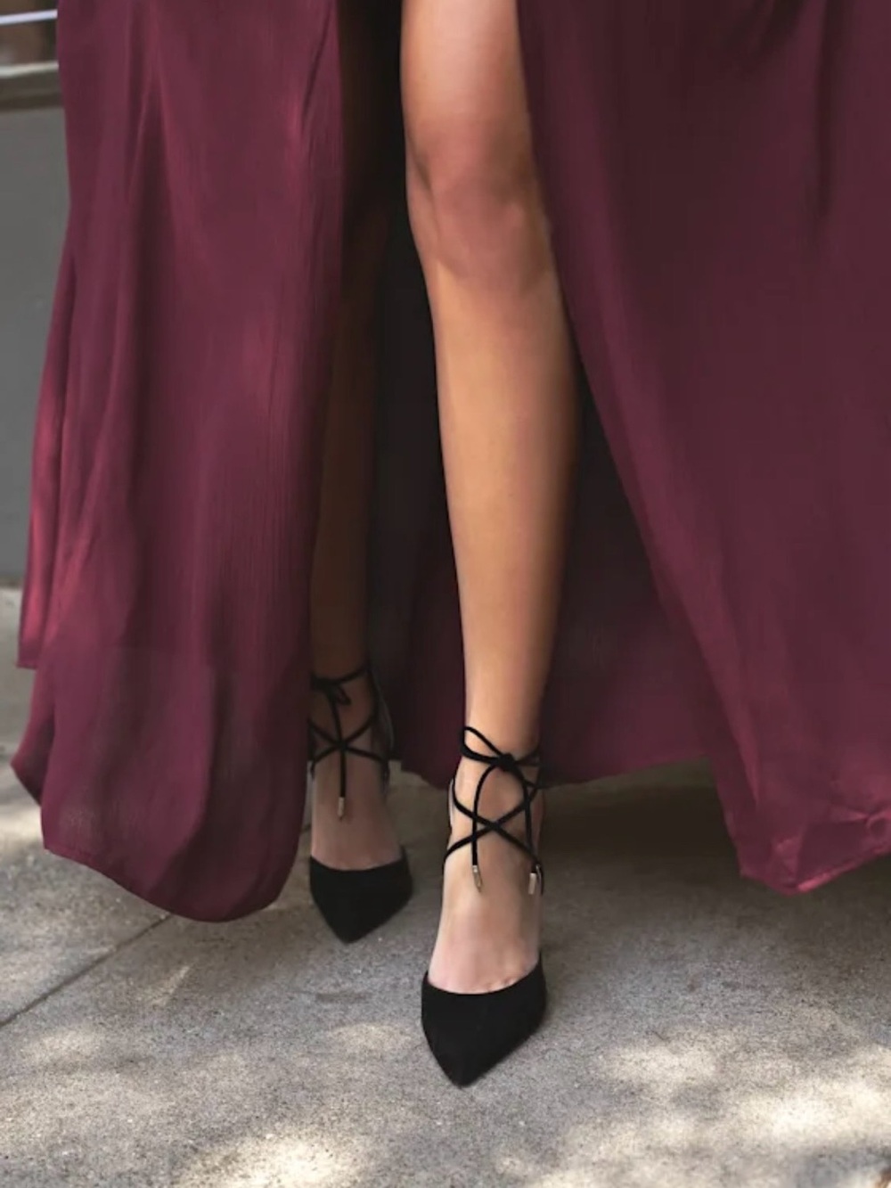 Lulus Marie suede Lace-Up Heels in Black